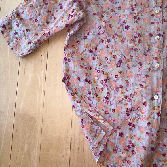 Saks Fifth Avenue Real Clothes 100% Cotton Floral Button Women’s Blouse Size 14 - Picture 6 of 14